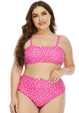 Women Pink Bikini Strap Printed Plus Size Two Piece Swimwear
