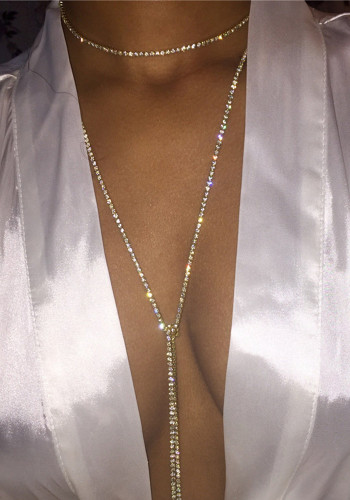 Frauen Sexy Sparkly Strass lange Halskette