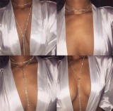 Women Sexy Sparkly Rhinestone Long Necklace