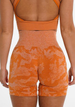 Frauen Sommer Orange Camo Yoga Shorts mit hoher Taille