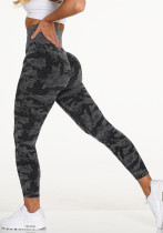 Frauen-Herbst-Schwarz-hohe Taillen-Camouflage-Yoga-Leggings