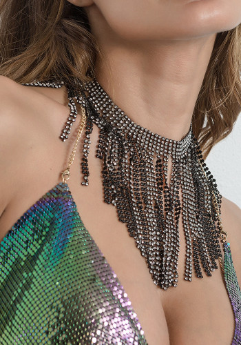 Frauen-reizvoller Choker-Diamant-Fransen-Halskette