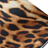 Women Summer Printed Casual V-neck Half Sleeves High Waist Leopard Print Bow Regular Plus Size Two Piece Short Set