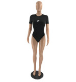 Summer Black Beach Sexy Backless One Piece Swimwear Bodysuit