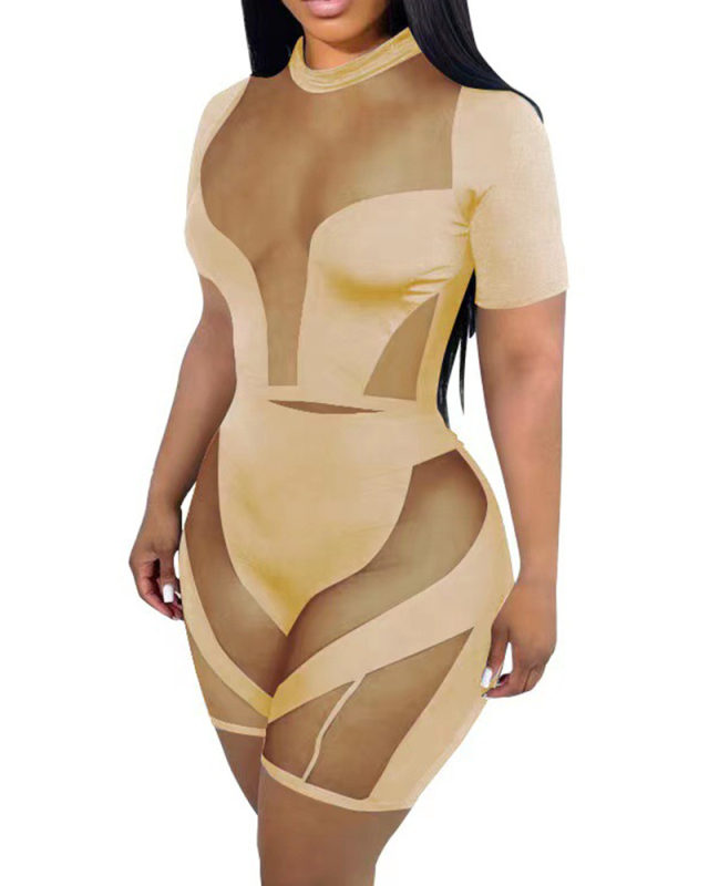 Women Mesh See Through Hollow Out Two Piece Set Yellow Black Rose Red Green S-2XL 