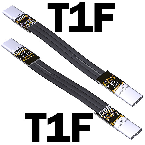 USB 2.0 Type C To Type C Flat Charging Data Extension Cable 0.48G/bps Fold 90 Degree Larging Current 6A USB C Male Female Cord