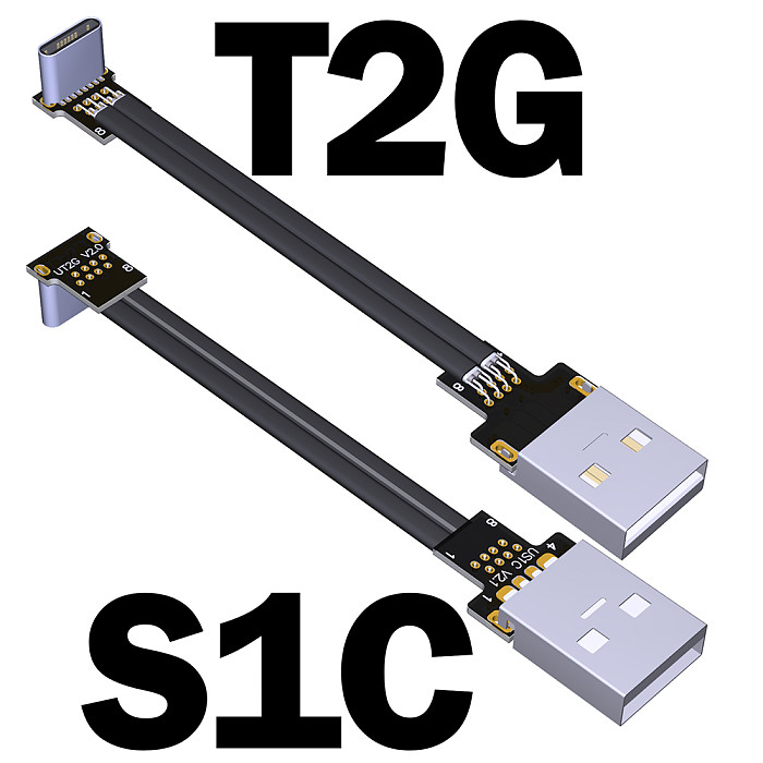 6A USB Type C Double 90 Degree USB A Cable Ribbon Flat Angled Up Down USB 2.0 Type-C Fast Charging Data Cable