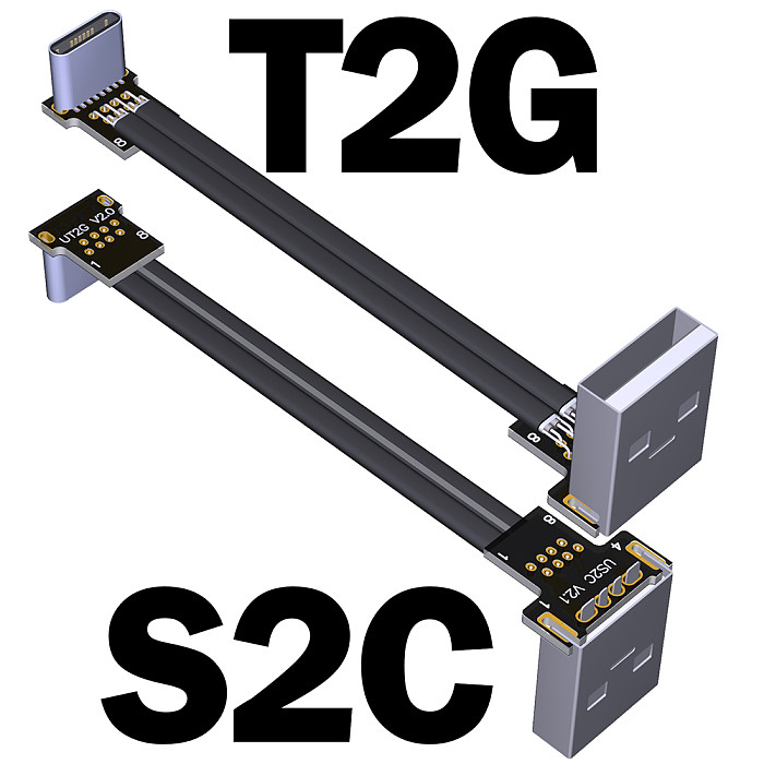 6A USB Type C Double 90 Degree USB A Cable Ribbon Flat Angled Up Down USB 2.0 Type-C Fast Charging Data Cable