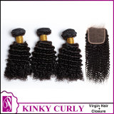 Kinky Curl Virgin Hair With Closure 3+1