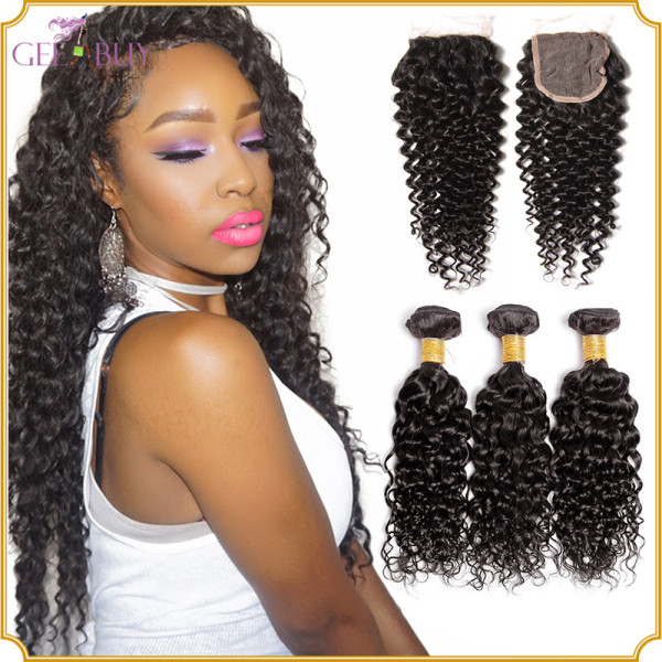 Brazilian Curly Wave 3 Bundles With Closure