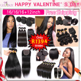 10A Virgin Hair 3bundles with closure(2-3days FREE DELIVERY)