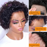 Geebuy Short Pixel Cut Curly Frontal Already Made Lace Wig(H522)