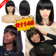 Laybuy Accept BOB fFringe WIG straight  FREE SHIPPING