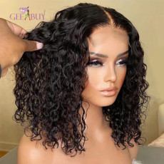 Already Made Wig Glueless 13x1 short Bob Lace Front Wigs Curly Wigs Natural Color