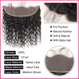 12A Malaysian Water Curl Human Hair 4Bundle 200g with Full Frontal Ear to Ear 13x4 Lace Frontal
