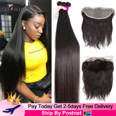 12A Brazilian Straight Human Hair 4Bundle 200g with Full Frontal Ear to Ear 13x4 Lace Frontal