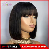Straight Short Bob Human Hair Wigs With Fringe(H509)