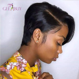Geebuy Hair Pixie Cut Lace Front Wigs Human Hair 13X4 Short Bob Wigs  For Black Women  (H529)