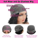 Glueless Bob Water Curly/Curly Wig 10-12In 13A- 4x4 Frontal Lace Wigs