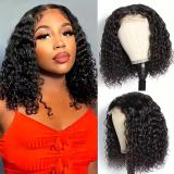 Glueless Bob Water Curly/Curly Wig 10-12In 13A- 4x4 Frontal Lace Wigs