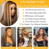 13A Glueless 13x4 Full Frontal Lace Wig -Straight(12in-22in) P4/27#
