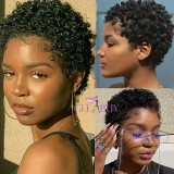 13A  Afro Curly Pixie Wig-Machine Made