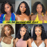 Glueless Bob Water Curly/Curly Wig 10-12In 13A- 4x4 Frontal Lace Wigs