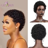 13A  Afro Curly Pixie Wig-Machine Made