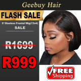 Just Wear and Go Gluess 13x4 Ear to Ear Straight Frontal Bob Lace Wig (H525)