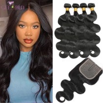 13A Body Wave 4 Bundles Total 200g With Midway Closure(4x4x1)