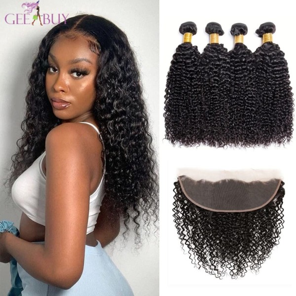 13A Kinky Curl 4 Bundles Total 200g With Ear Closure(13x4)