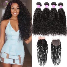 13A Kinky Curly 4 Bundles Total 200g with Midway Closure(4x4x1)