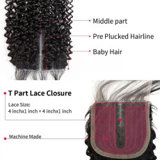 13A Kinky Curly 4 Bundles Total 200g with Midway Closure(4x4x1)