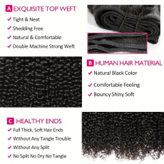 13A Kinky Curl 4 Bundles Total 200g With Ear Closure(13x4)