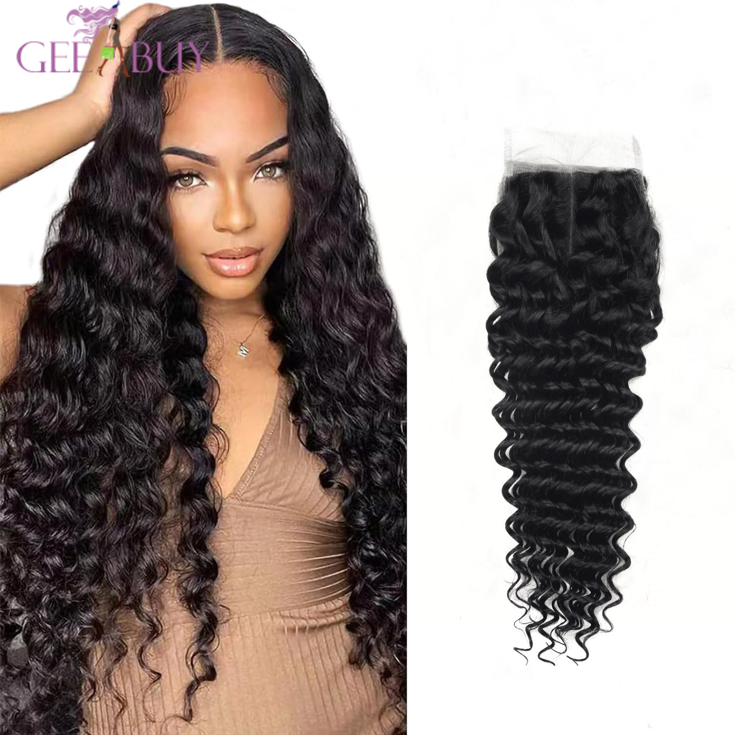 R 399.00 - 13A Deep Wave Mid Way Lace Closure(4X4X1) - www.geebuy.com
