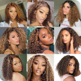 13A Highlight Water Wave Bob Wigs-13x4 Glueless Full Frontal Wig 12-20in P4/27#