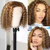 13A Highlight Water Wave Bob Wigs-13x4 Glueless Full Frontal Wig 12-20in P4/27#