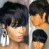 13A Short Pixie Cut Straight Hair Wig-Machine Made Wigs With Bangs
