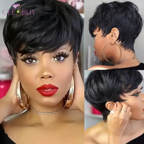 13A Short Pixie Cut Straight Hair Wig-Machine Made Wigs With Bangs