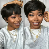 13A Short Pixie Cut Straight Hair Wig-Machine Made Wigs With Bangs