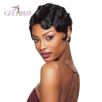 13A Short Curly Finger Wave Pixie Cut Wig-Machine Made Wigs With Bangs