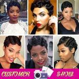 13A Short Curly Finger Wave Pixie Cut Wig-Machine Made Wigs With Bangs