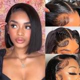 2 Wig Combo Special- Full Frontal Wig 8in Straight+12in Curly Bob Wig