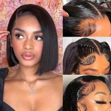 2 Wig Combo Special- Full Frontal Wig 8in Straight+12in Curly Bob Wig