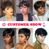 2 Wig Combo Special- Afro Curly Wig&Pixie Straight Machine Mad Wig