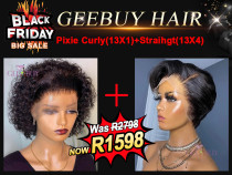 2 Wig Combo Special- Pixie Cut Straight(13x4) &Pixie Curly (13x1)