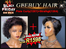 2 Wig Combo Special- Pixie Cut Straight(13x4) &Pixie Curly (13x1)