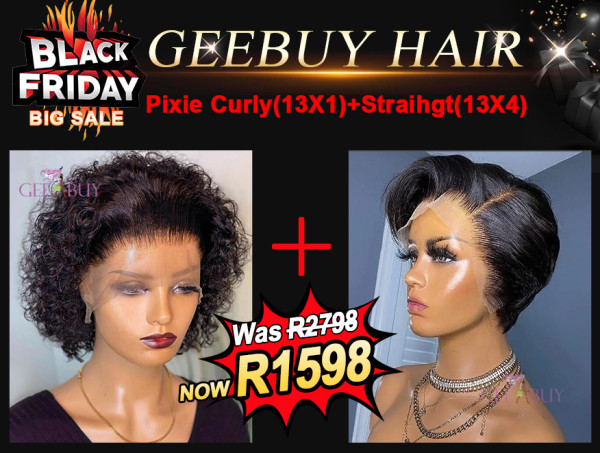 2 Wig Combo Special- Pixie Cut Straight(13x4) &Pixie Curly (13x1)