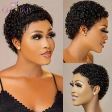 2 Wig Combo Special- Afro Curly Wig&Pixie Straight Machine Mad Wig