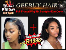 2 Wig Combo Special- Full Frontal Wig 8in Straight+12in Curly Bob Wig